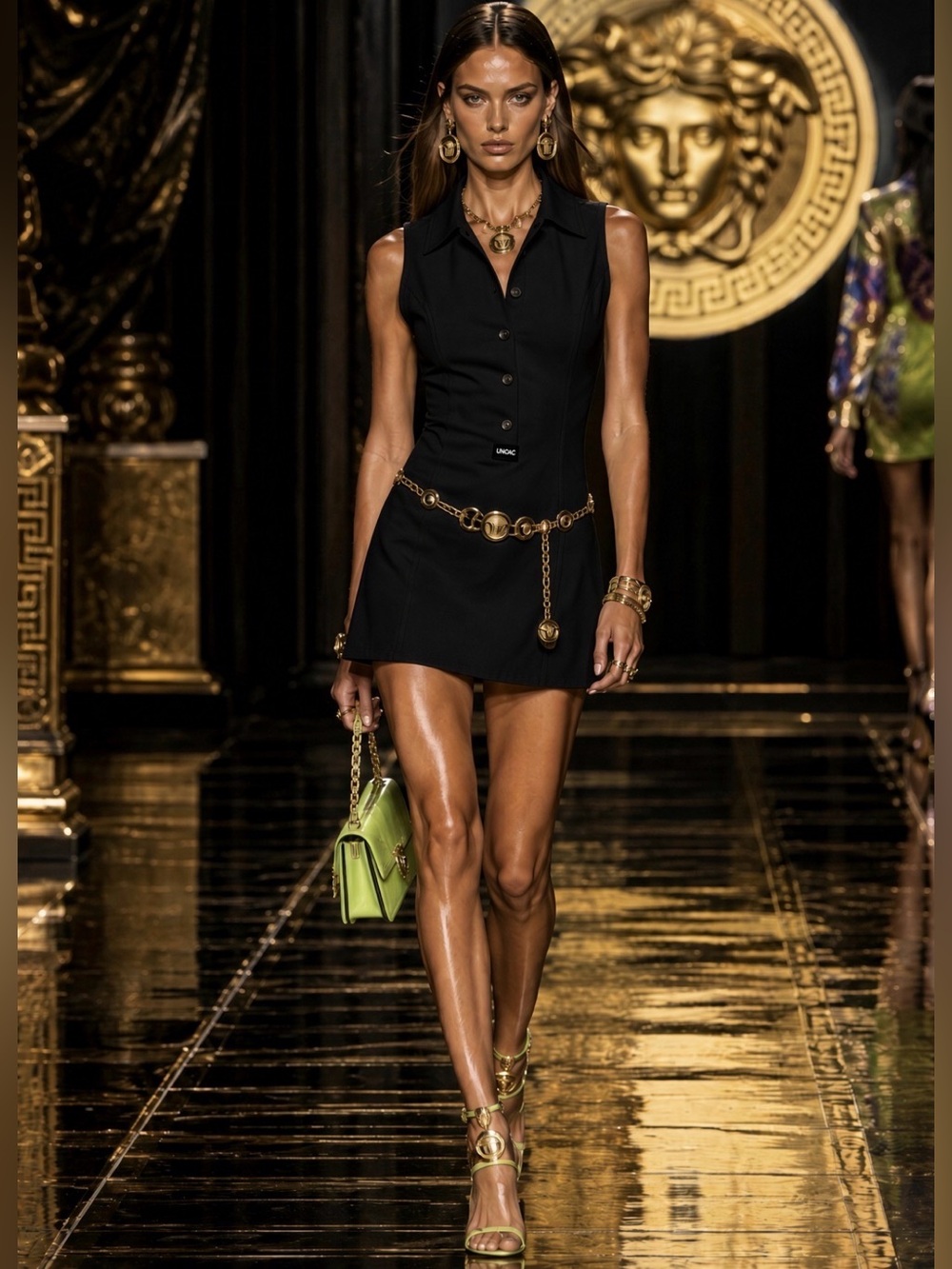 Versace Black Sleeveless Polo Mini Dress